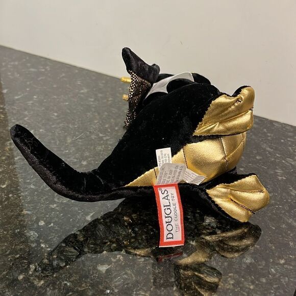 Merlin Winged Dragon 9” Stuffed Black Gold Plush Animal Douglas Cuddle Toys 2015 - Picture 7 of 10